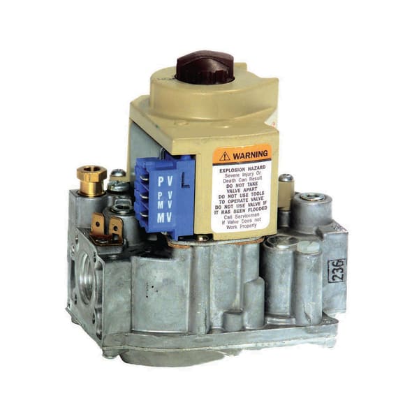 Single Stage Gas Controls for Intermittent Pilot appliance, 1/2 in x 1/2 in inlet/outlet size, Slow Opening, 24 V AC, Natural Gas