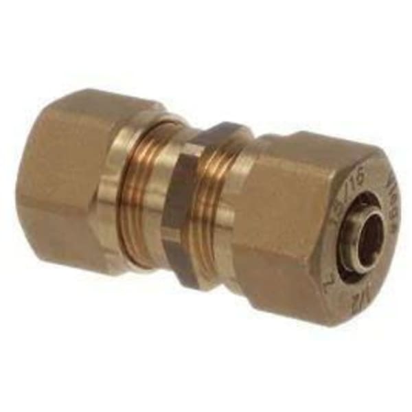 1/2" x 1/2", SVC Compression x SVC Compression, Brass, Straight, Coupling with (2) Nut and Insert