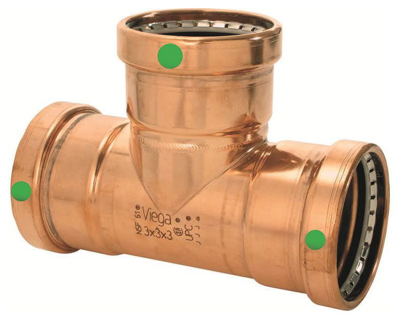 Viega 22313 3" x 3" x 1-1/4" ProPress Copper Reducing Tee (P x P x P)