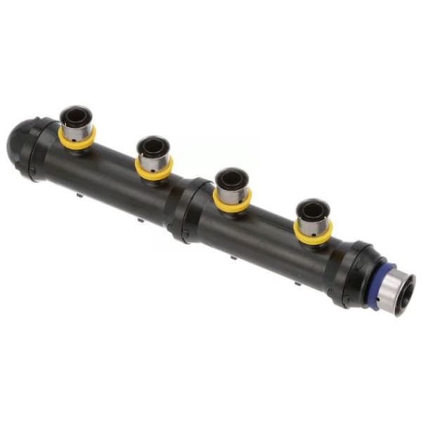 4-Port  PEX PureFlow Press Manifold Tee - 3/4" Press Inlet, Closed Outlet - (4) 1/2" Press Ports - Composite