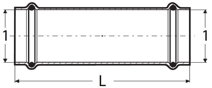 Viega 79025 ProPress® 1-1/2" x 1-1/2" Coupling (No Stop) (P x P)