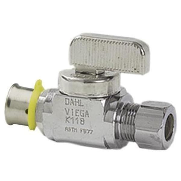 1/2" x -1/4" PEX Straight Stop (Press)  - PureFlow® Press (Brass)