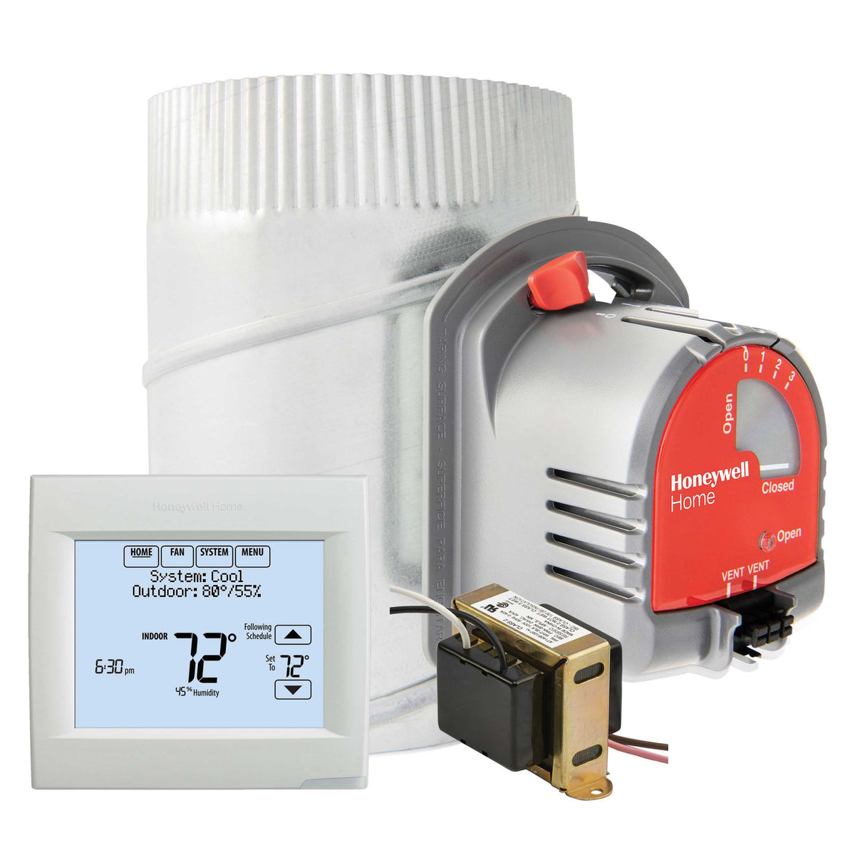Honeywell Home YTH8321WF1044/U Fresh Air Ventilation Kit with Wi-Fi VisionPRO and EARD8TZ TrueZONE Damper