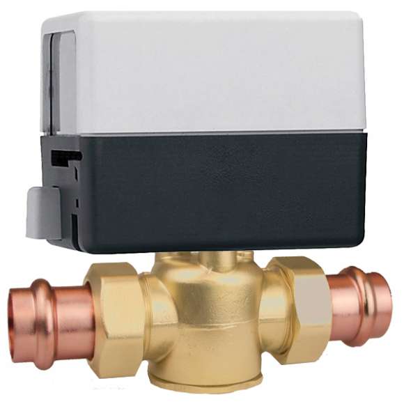 Caleffi Z54P Z-One 2-Way Zone Valve, Normally Closed, Terminal Block with Micro Switch, 1/2" Press, 2.5 Cv, 24V