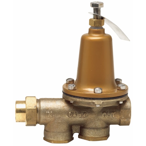 3/4" Lead Free Water Pressure Reducing Valve, NPT Female Union x NPT Female, Polymer Seat, Low Range 10-35 psi