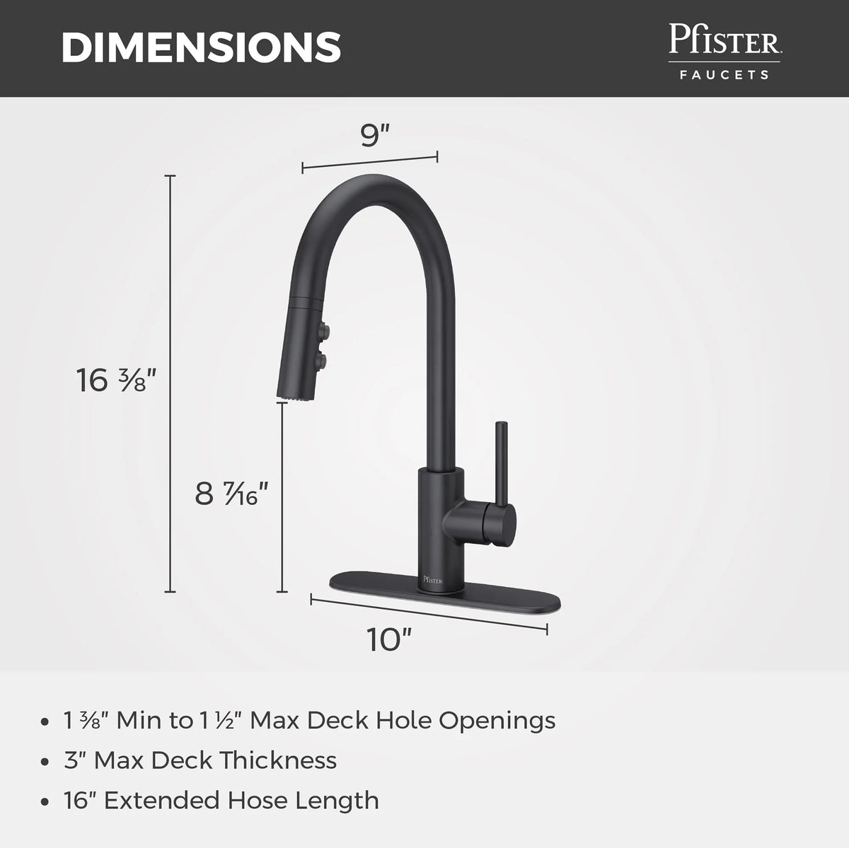 Pfister Faucets LG529SAB Stellen Single-Handle Pull-Down Kitchen Faucet in Matte Black