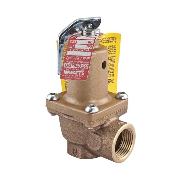 3/4" Bronze Boiler Pressure Relief Valve, 50 psi, Threaded Female Connections