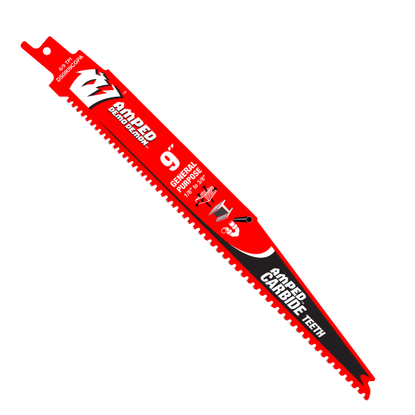 9" 6/9TPI AMPED™ Demo Demon™ Carbide Teeth Reciprocating Saw Blades for General Purpose Cuts (3-Pack)
