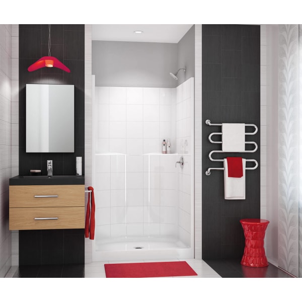 SST42 42 x 34 AcrylX Alcove Center Drain One-Piece Shower in White, No seat