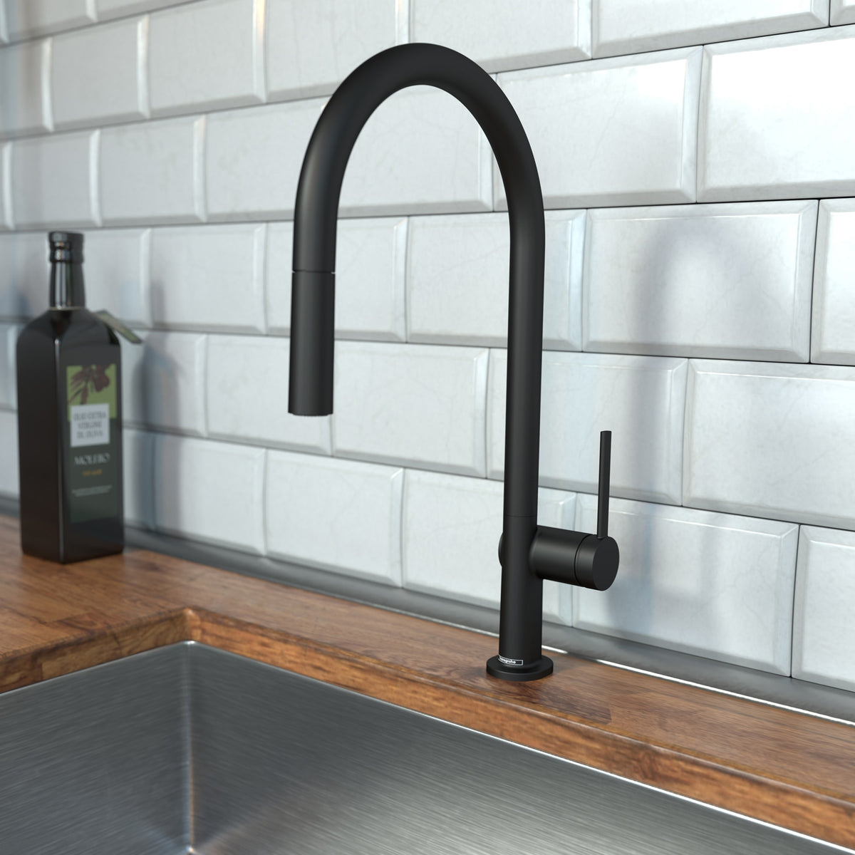 hansgrohe Talis N HighArc Kitchen Faucet, O-Style 2-Spray Pull-Down, 1.75 GPM in Matte Black