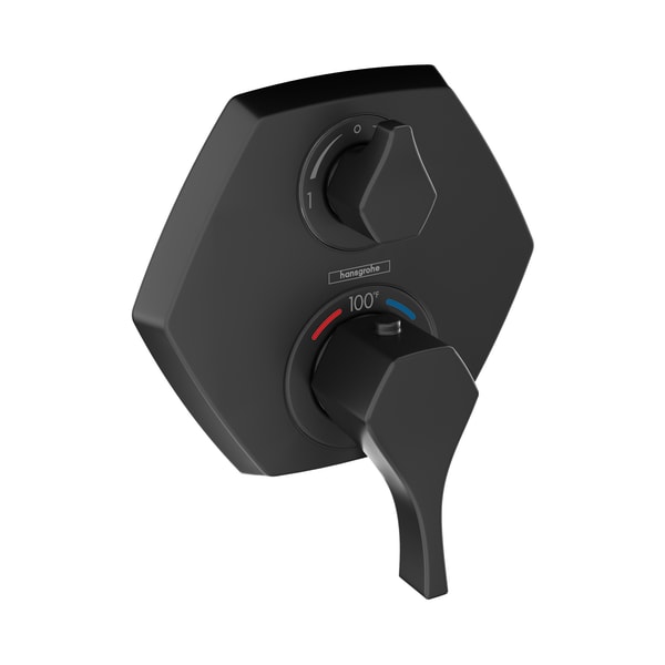 hansgrohe Locarno Thermostatic Trim with Volume Control and Diverter in Matte Black