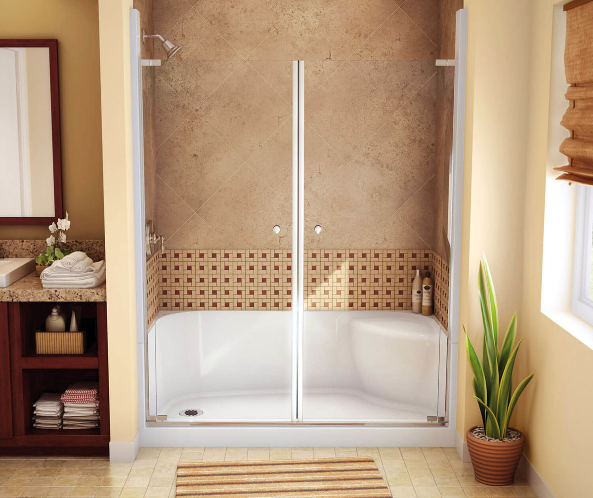 Maax KDS 3460 AcrylX Alcove Right-Hand Drain Four-Piece Shower in White, Left seat