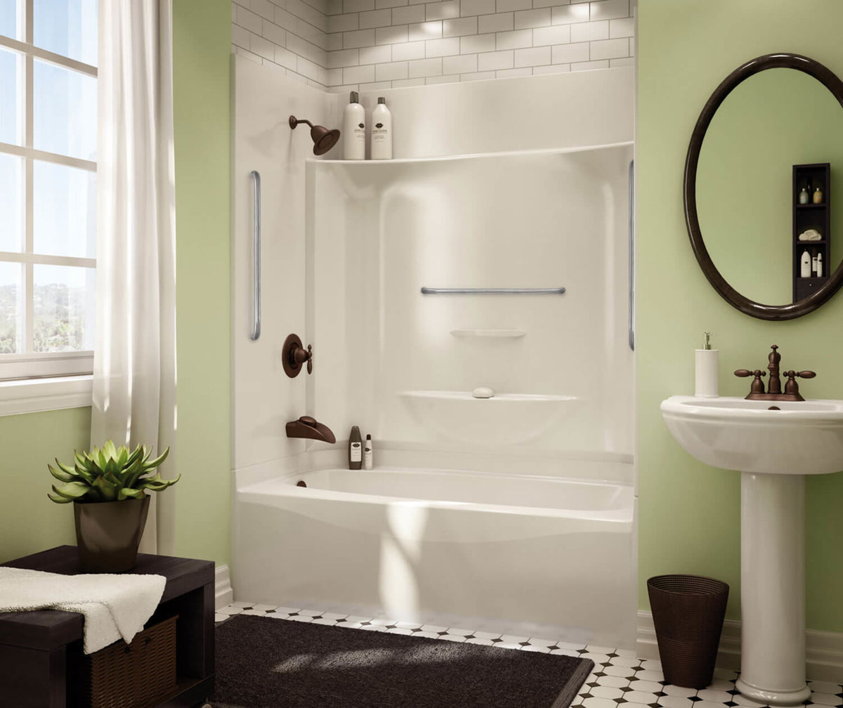 Maax KDTS 3260 AFR AcrylX Alcove Left-Hand Drain Four-Piece Tub Shower in White