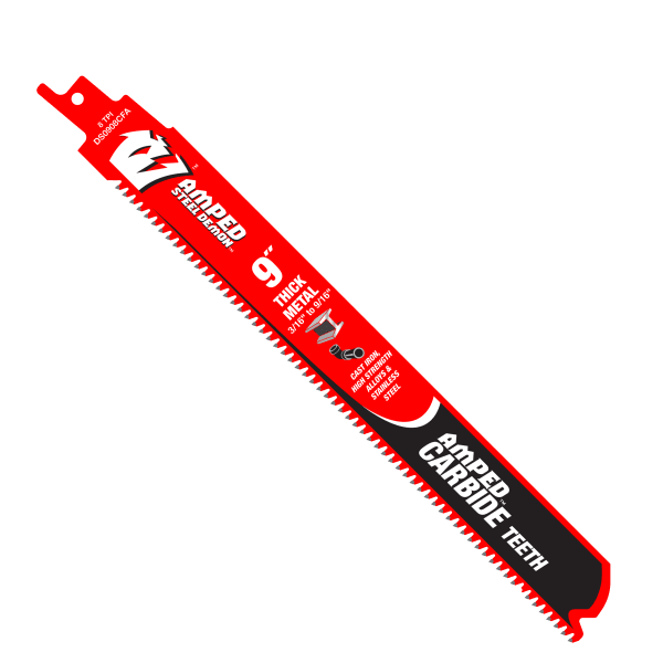 9" 8TPI AMPED™ Steel Demon™ Carbide Teeth Reciprocating Saw Blades for Thick Metal (3-Pack)