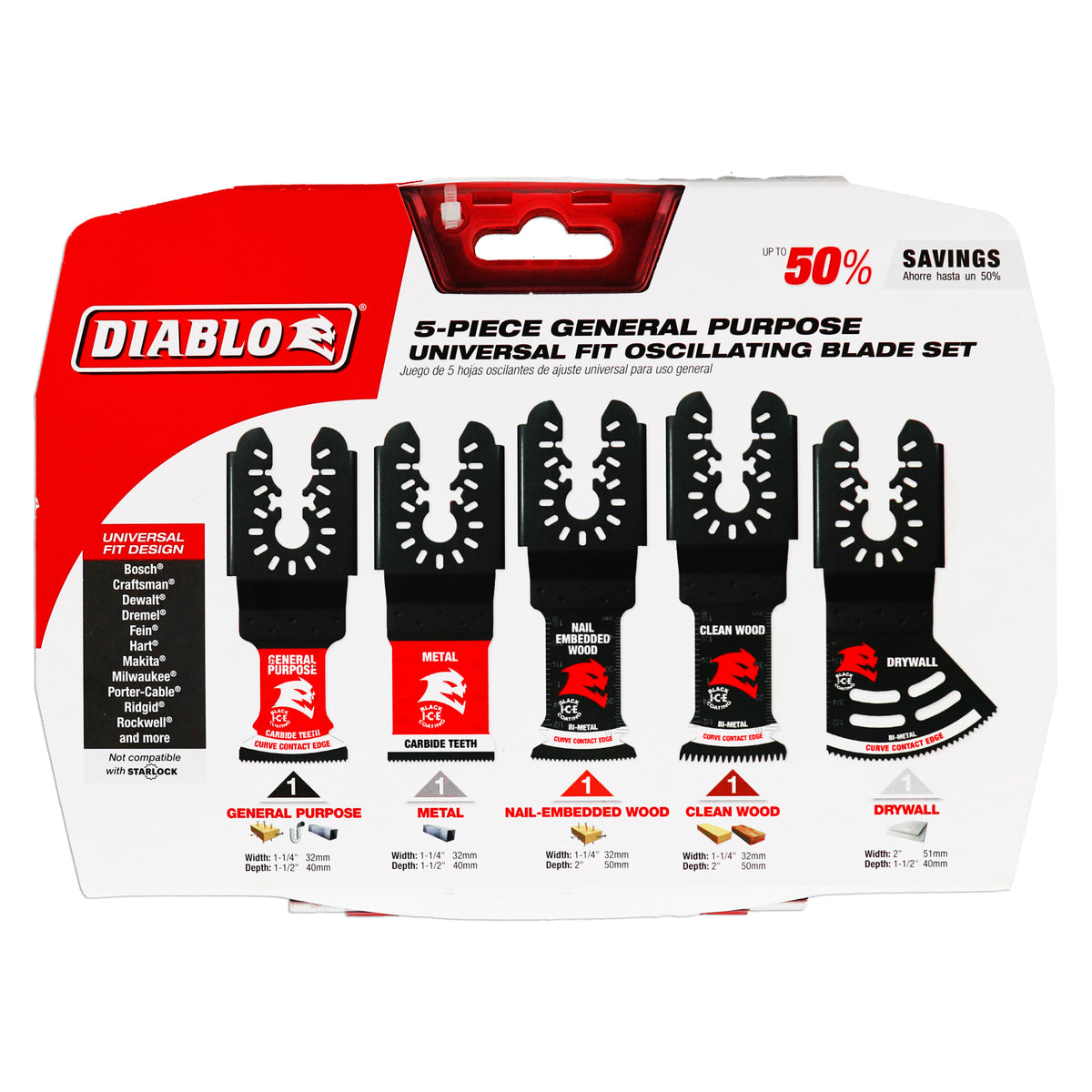 Diablo 5 pc Universal Fit General Purpose Oscillating Blade Set (5-Piece)