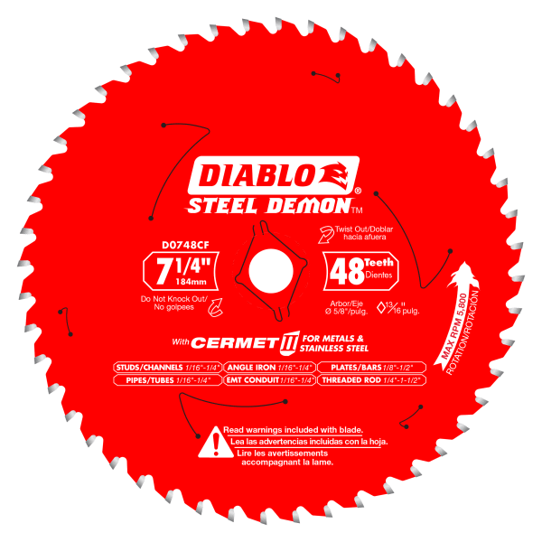7-1/4" x 48-Teeth Steel Demon™ Cermet II Saw Blade for Medium Metal