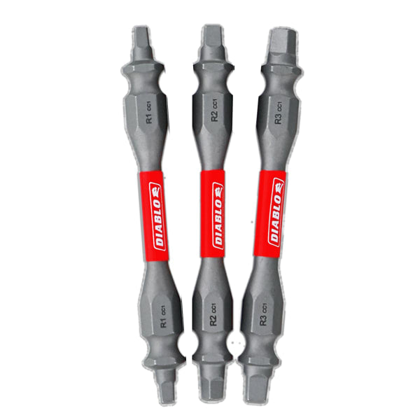 2-1/2" Assorted Double-Ended Square Drive Bits (3-Piece)