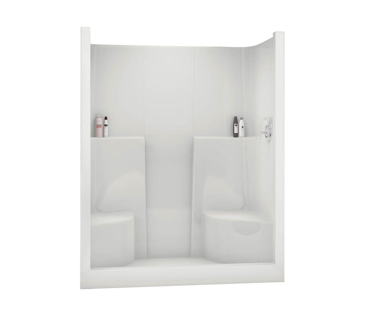 Maax SS3660 AcrylX Alcove Center Drain One-Piece Shower in White, Two seats