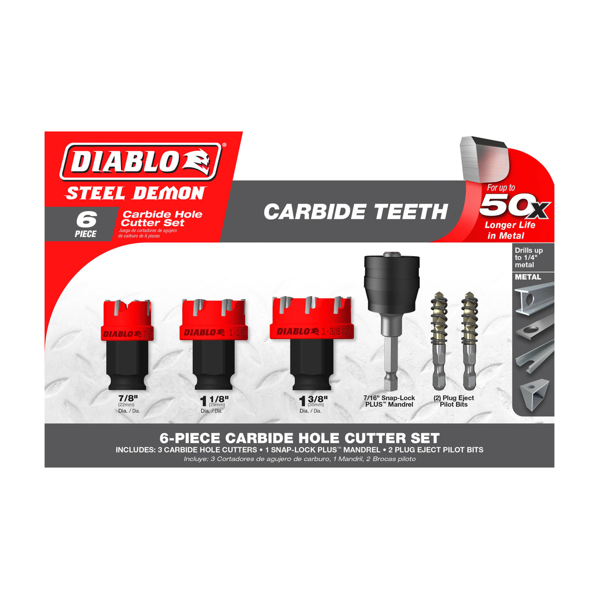 Diablo 6 pc Steel Demon™ Carbide Teeth Hole Cutter Set (6-Pieces)