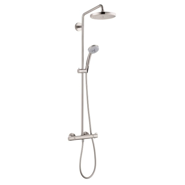 hansgrohe Croma Showerpipe 220 1-Jet, 2.5 GPM in Brushed Nickel