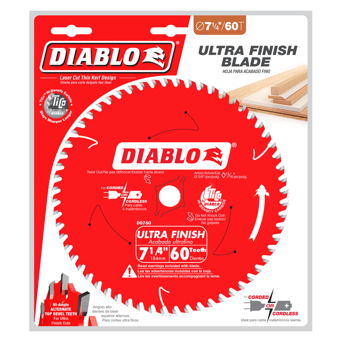 Diablo 7-1/4" x 60 Tooth Ultra Finish Saw Blade