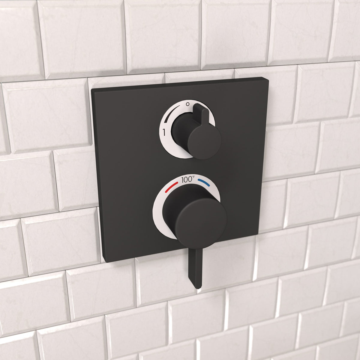 hansgrohe Ecostat Square Thermostatic Trim with Volume Control and Diverter in Matte Black