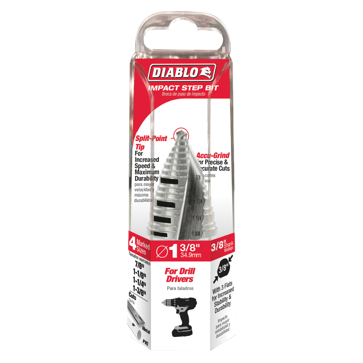 Diablo 7/8" - 1-3/8" Impact Step Drill Bit (15 Steps)