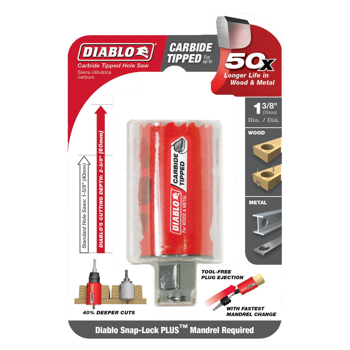 Diablo 1-3/8" Carbide Teeth Hole Saw for Wood and Metal