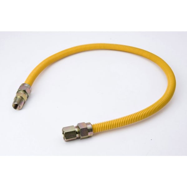 18" x  3/8" ID Yellow Coated CSST Gas Connector - 1/2" MIP x 1/2" FIP