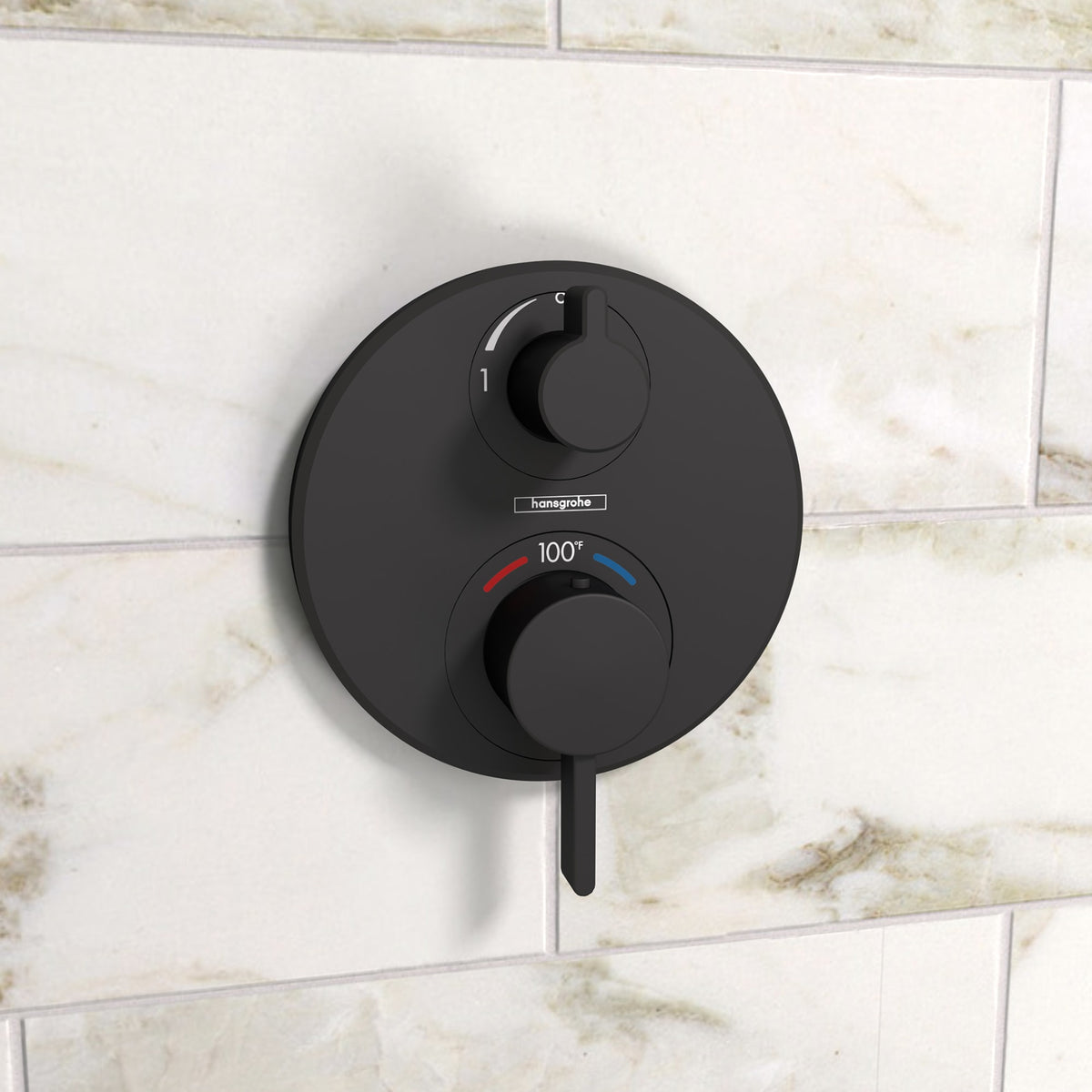 hansgrohe Ecostat S Thermostatic Trim with Volume Control and Diverter in Matte Black