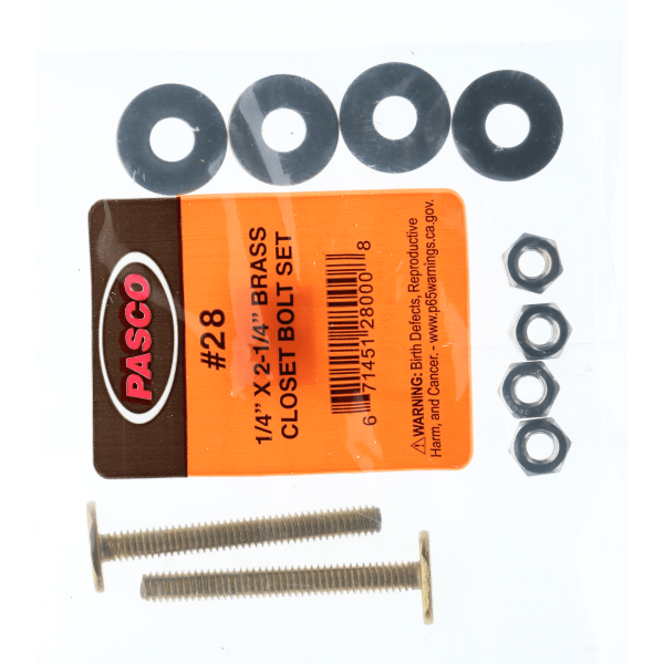 1/4" x 2-1/4" Brass Closet Bolt Set Double N