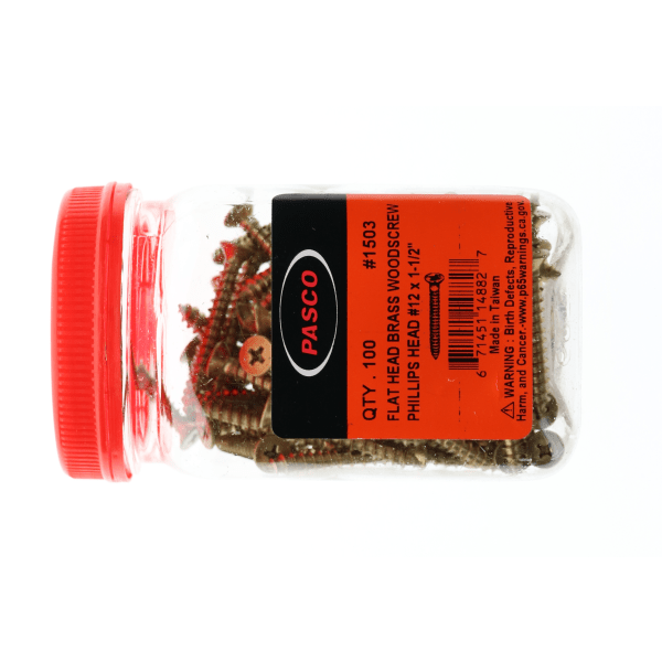 1-1/2" #12 Phllips Brass Wood Screw