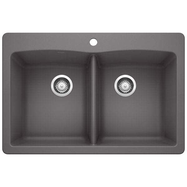 Diamond Equal Double Dual Mount Kitchen Sink - Cinder