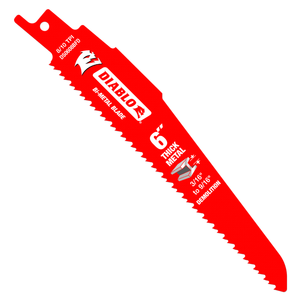 6" 8/10TPI Bi-Metal Reciprocating Saw Blades for Thick Metal (5-Pack)