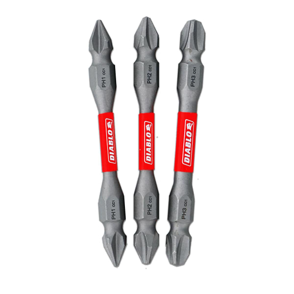 2-3/8" Double-Ended Phillips Drive Bit Set (3-Piece)