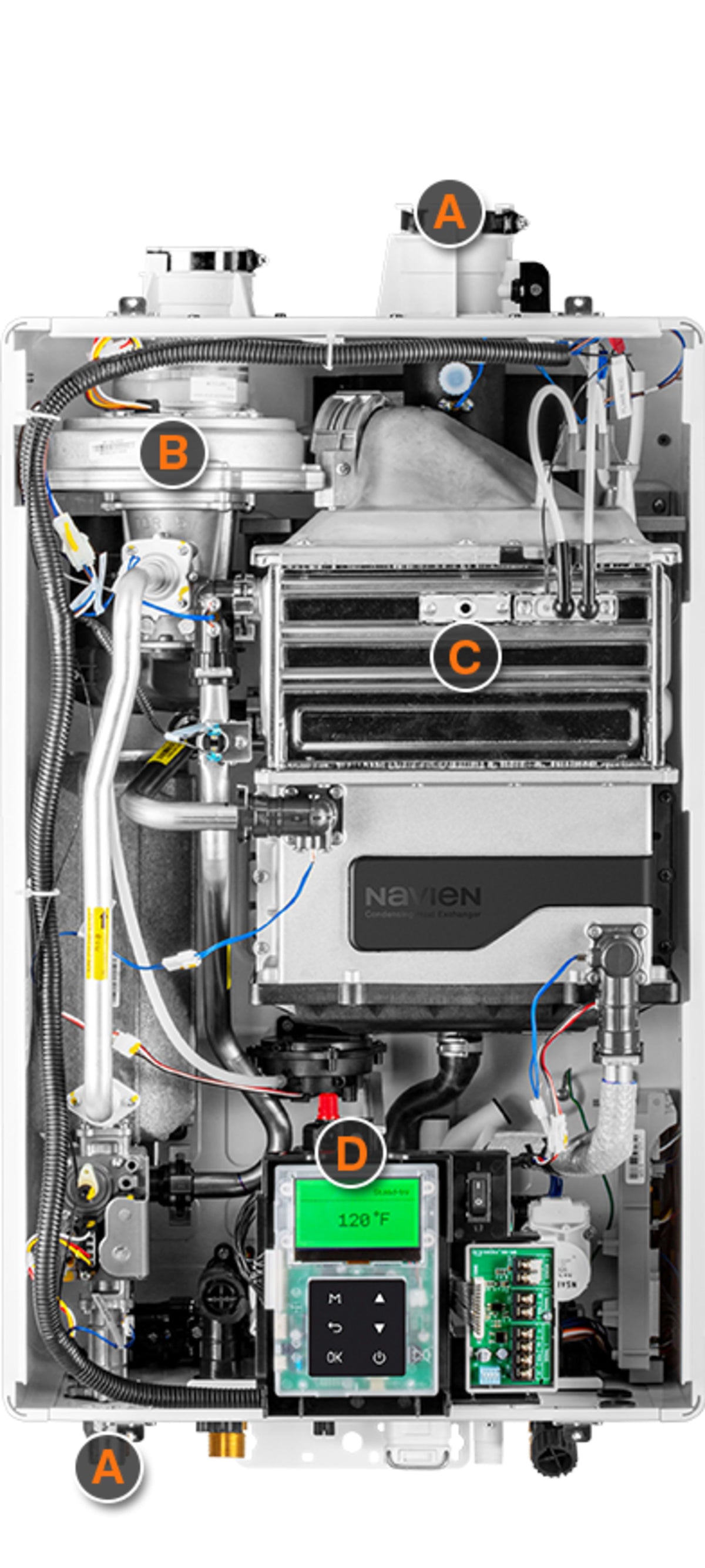 Navien High Efficiency Condensing Tankless Water Heater Max Input: 199,900 BTU/h, Indoor or Outdoor Wall-Hung, Residential/Commercial, ComfortFlow®