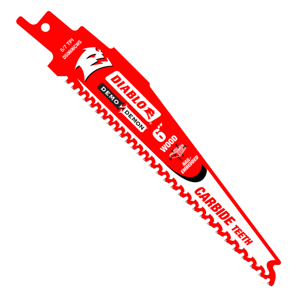 6" 5/7 TPI Demo Demon™ Carbide Teeth Reciprocating Saw Blades for Nail-Embedded Wood (3-Pack)