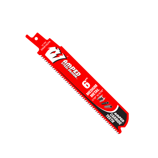 6" 10TPI AMPED™ Steel Demon™ Carbide Teeth Reciprocating Saw Blade for Medium Metal (3-Pack)