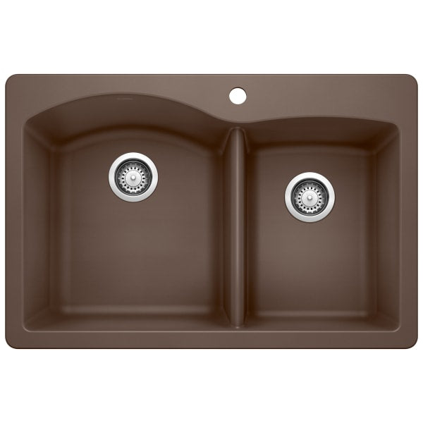 Diamond 1-3/4 Double Bowl Dual Mount Kitchen Sink - Café