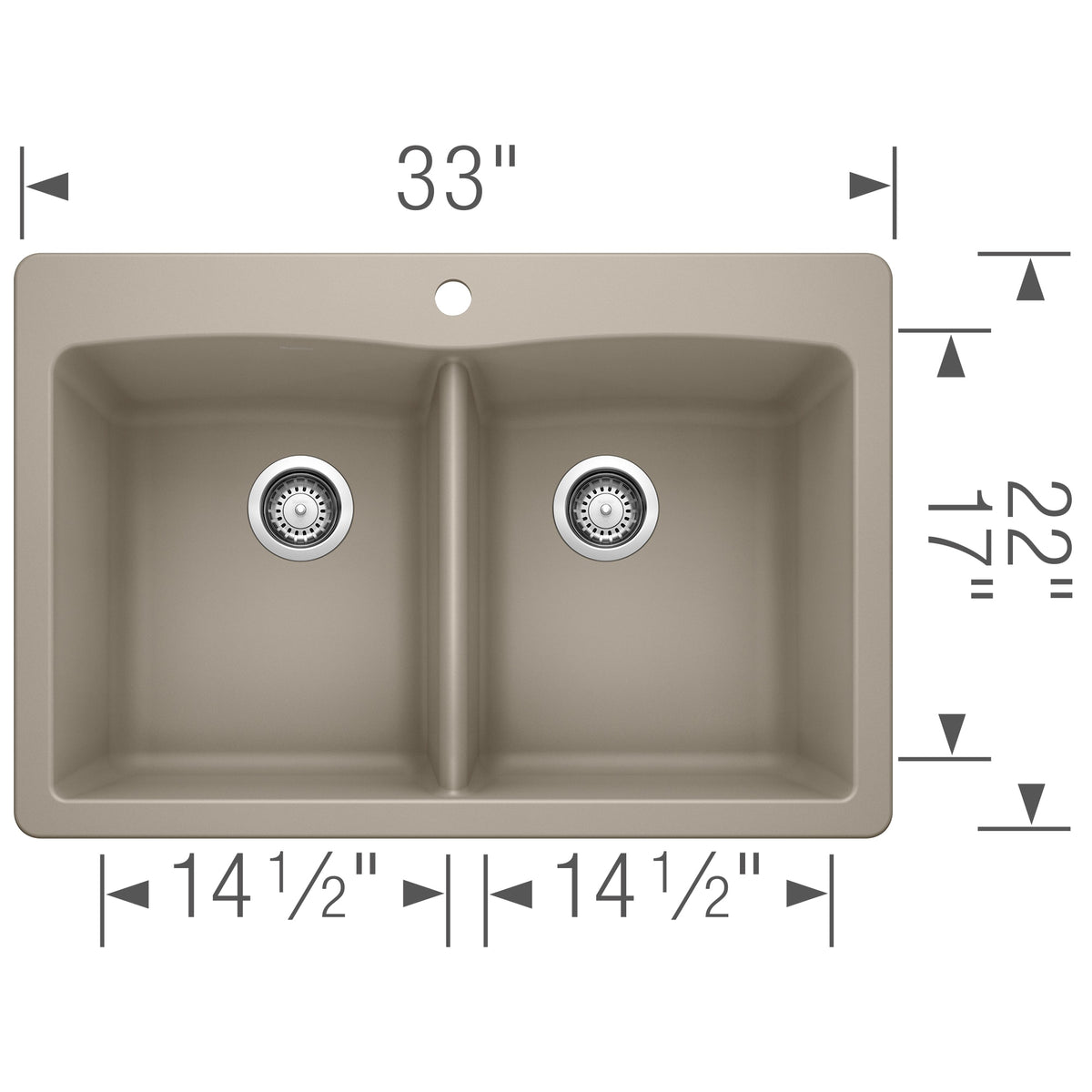 Blanco Diamond Equal Double Dual Mount Kitchen Sink - Truffle