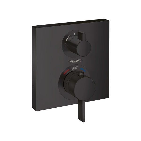 hansgrohe Ecostat Square Thermostatic Trim with Volume Control and Diverter in Matte Black