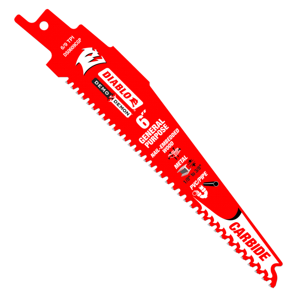 6" 6/9TPI Demo Demon™ Carbide Teeth Reciprocating Saw Blades for General Purpose Cuts (10-Pack)