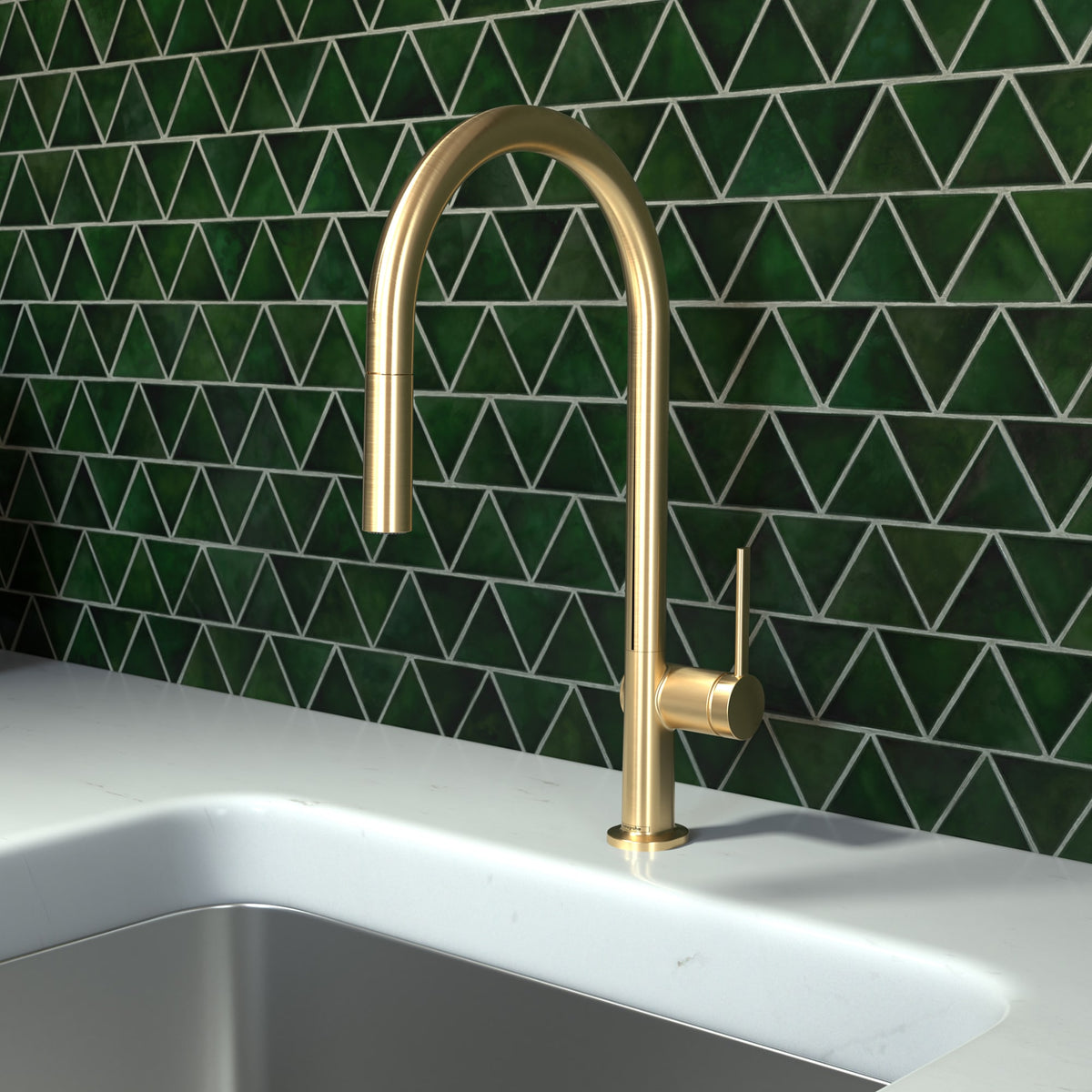 hansgrohe Talis N HighArc Kitchen Faucet, O-Style, 2-Spray Pull-Down, 1.75 GPM in Brushed Gold Optic