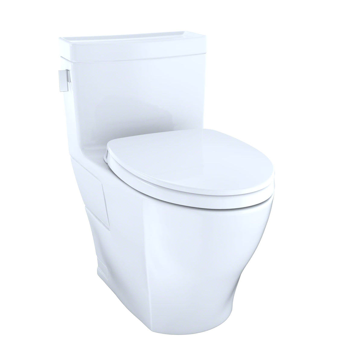 TOTO Legato WASHLET+ One-Piece Elongated 1.28 GPF Universal Height Skirted Toilet with CEFIONTECT, Cotton White - MS624124CEFG#01