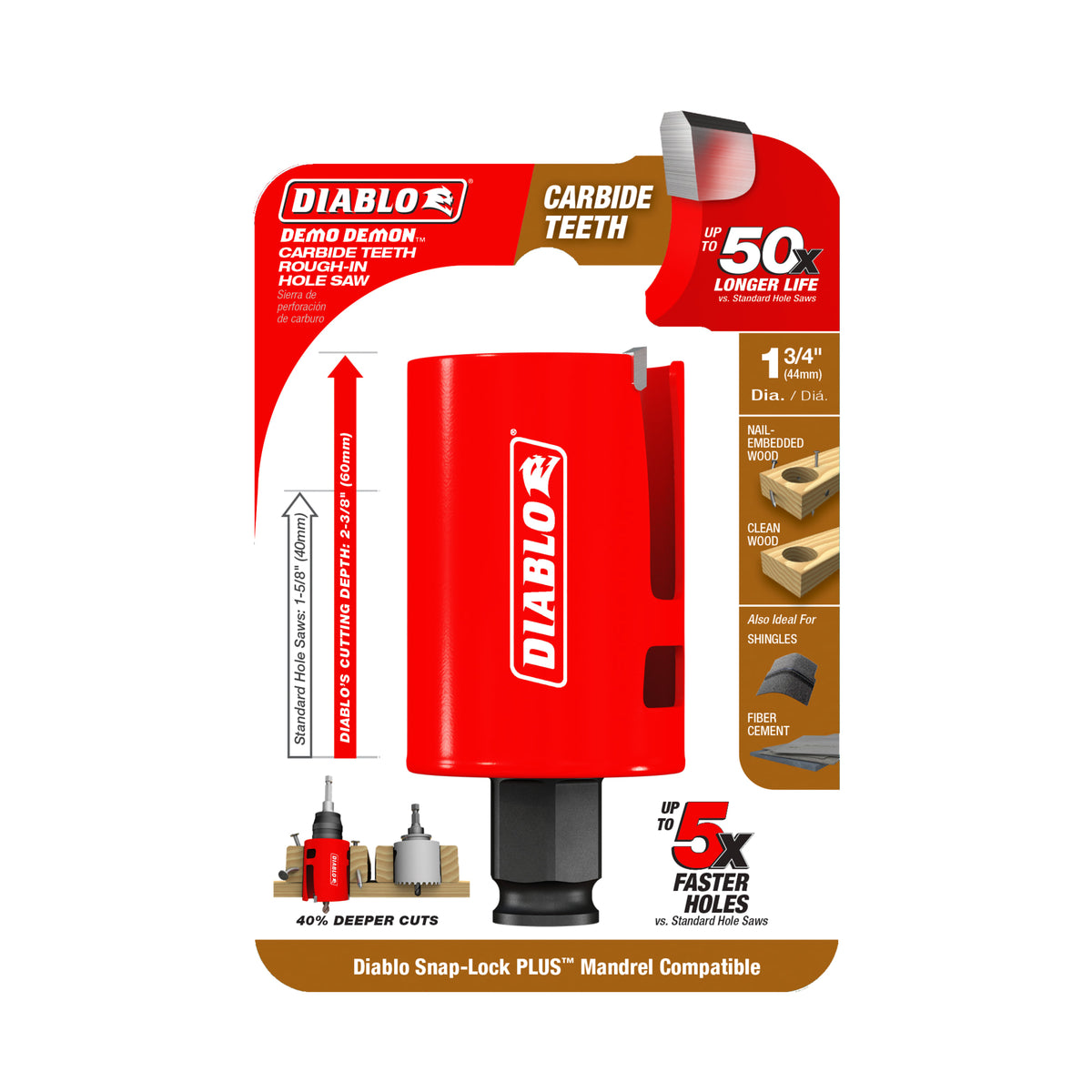 Diablo 1-3/4" Demo Demon® Carbide Teeth Rough-In Hole Saw