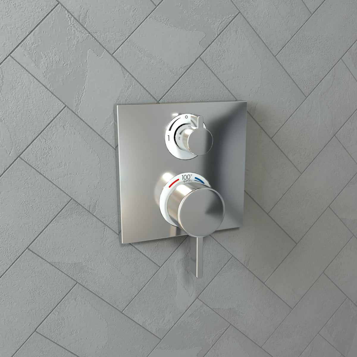 hansgrohe Ecostat Square Thermostatic Trim with Volume Control and Diverter in Chrome