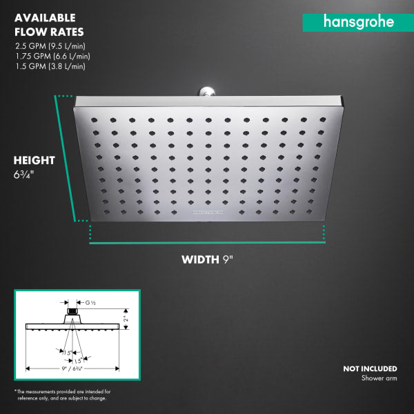 hansgrohe Vernis Blend Showerhead 230 1-Jet, 2.5 GPM in Chrome
