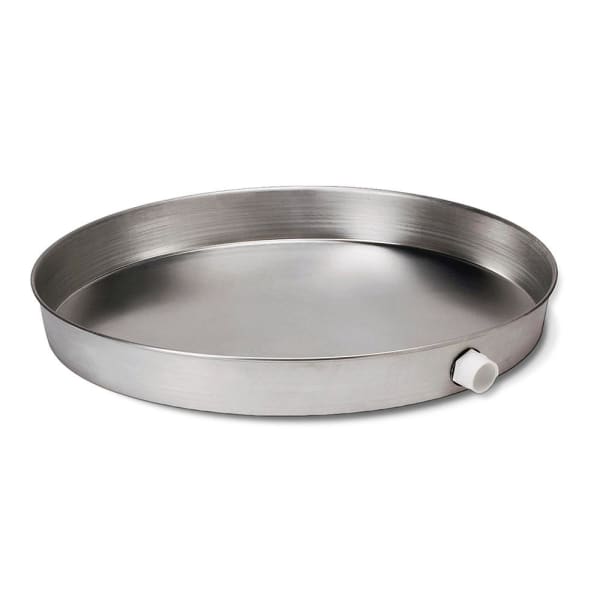 30" - Round Metal Water Heater Pan, Side Drain Hole