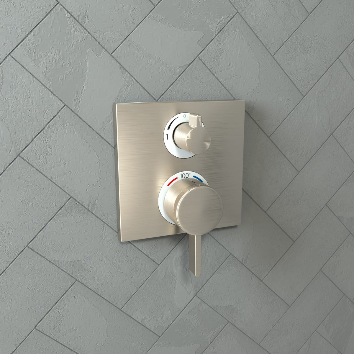 hansgrohe Ecostat Square Thermostatic Trim with Volume Control and Diverter in Brushed Nickel