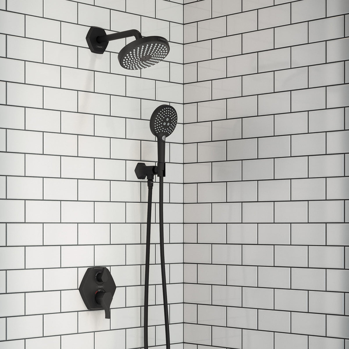 hansgrohe Locarno Thermostatic Trim with Volume Control and Diverter in Matte Black